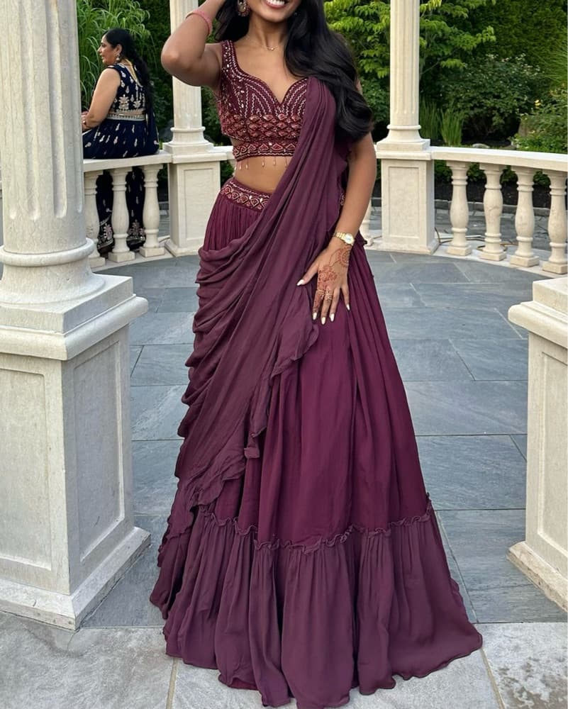 Magenta Designer Lehenga/Chaniya Choli - Image 1