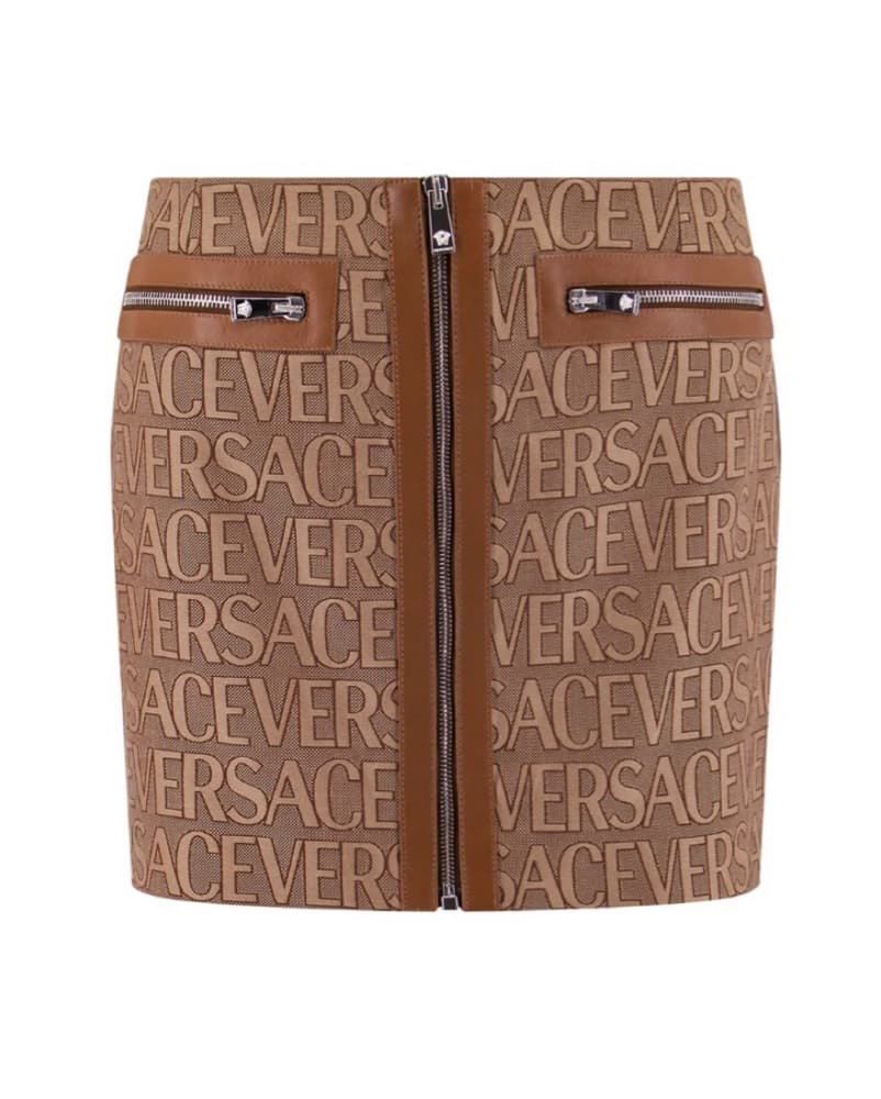 Versace Logo Jacquard Zipped Mini Skirt - Image 1