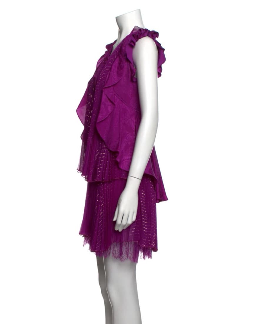 Purple Silk Roberto Cavali Dress - Image 4