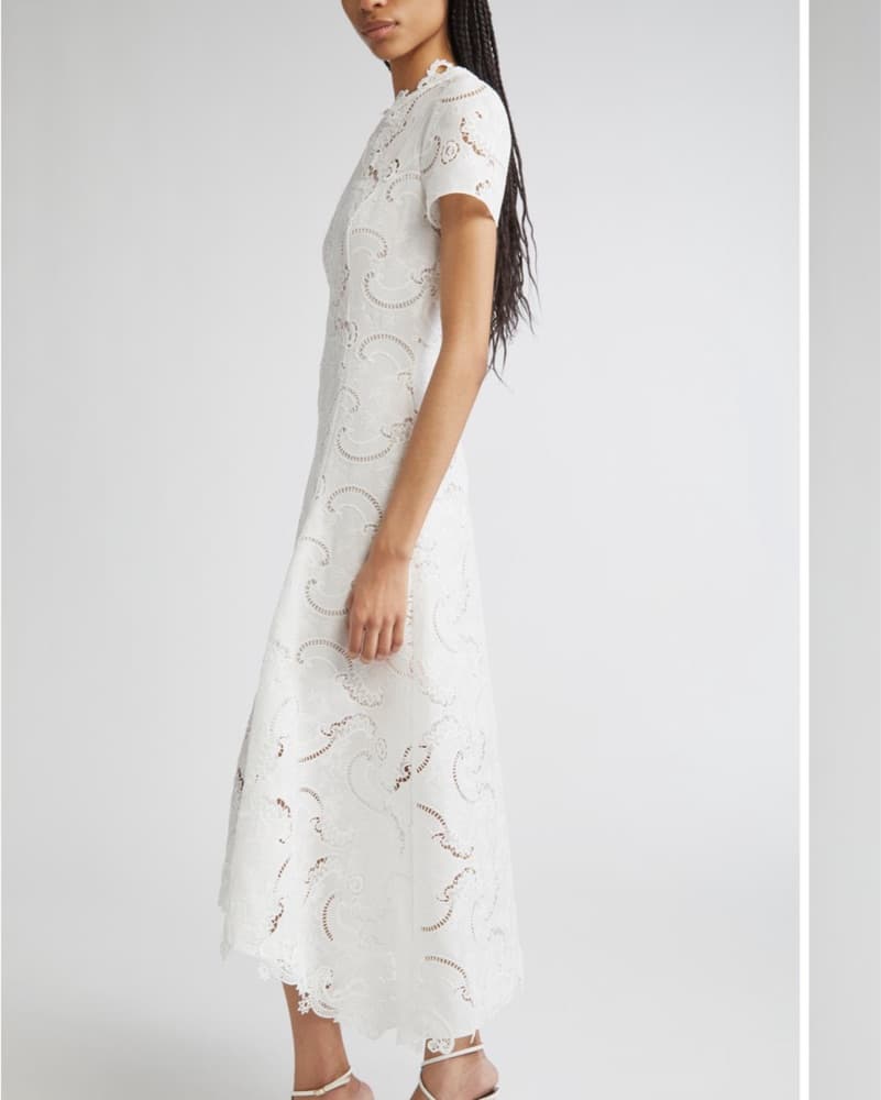 Oscar de la Renta Scroll Guipure Dress - Image 3