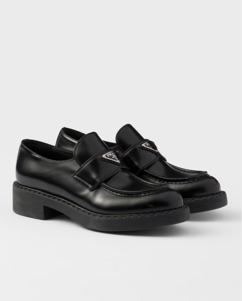 Black Prada Brushed Leather Loafers - Image 3