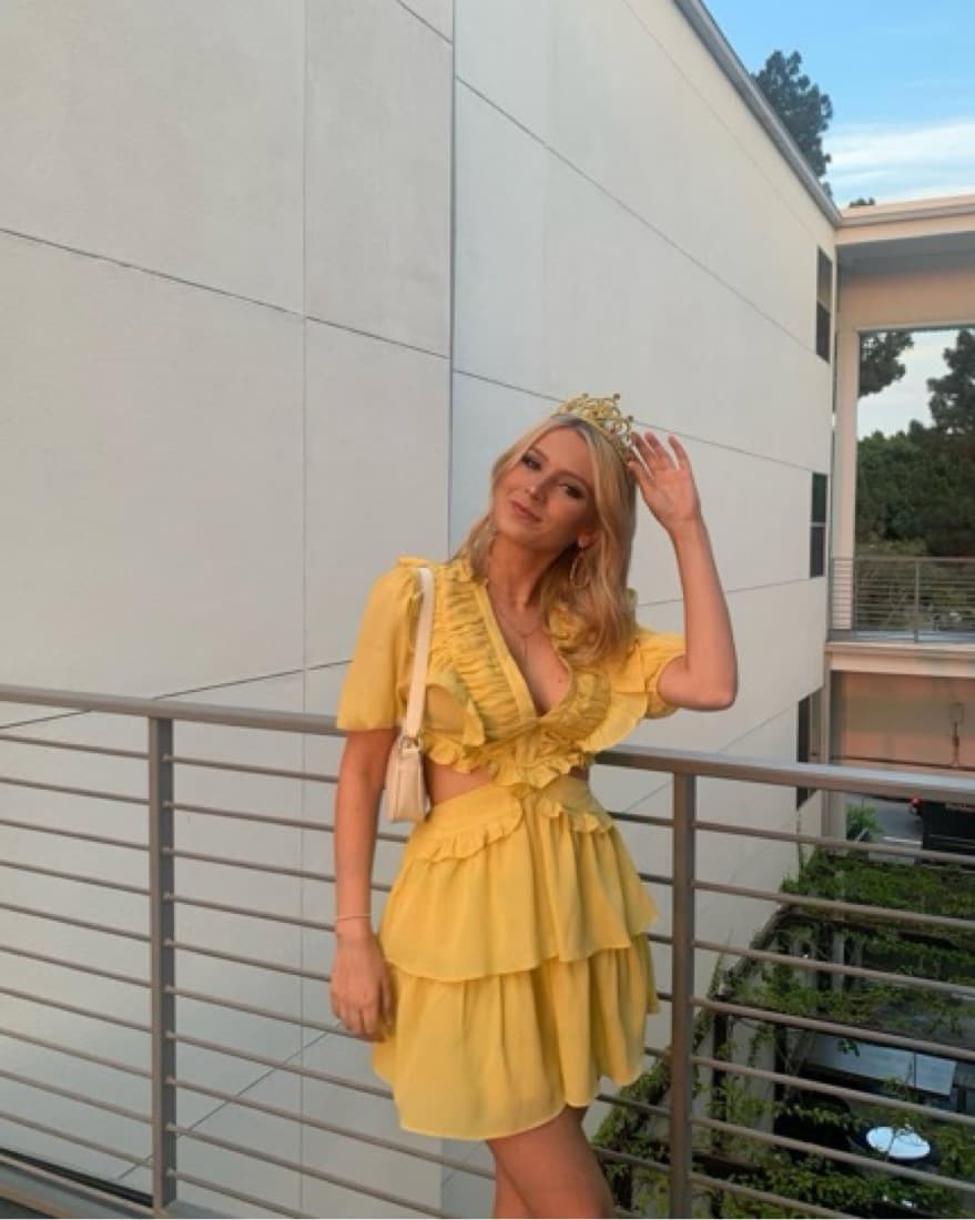 Yellow Cut Out Ruffle Dress - Image 3