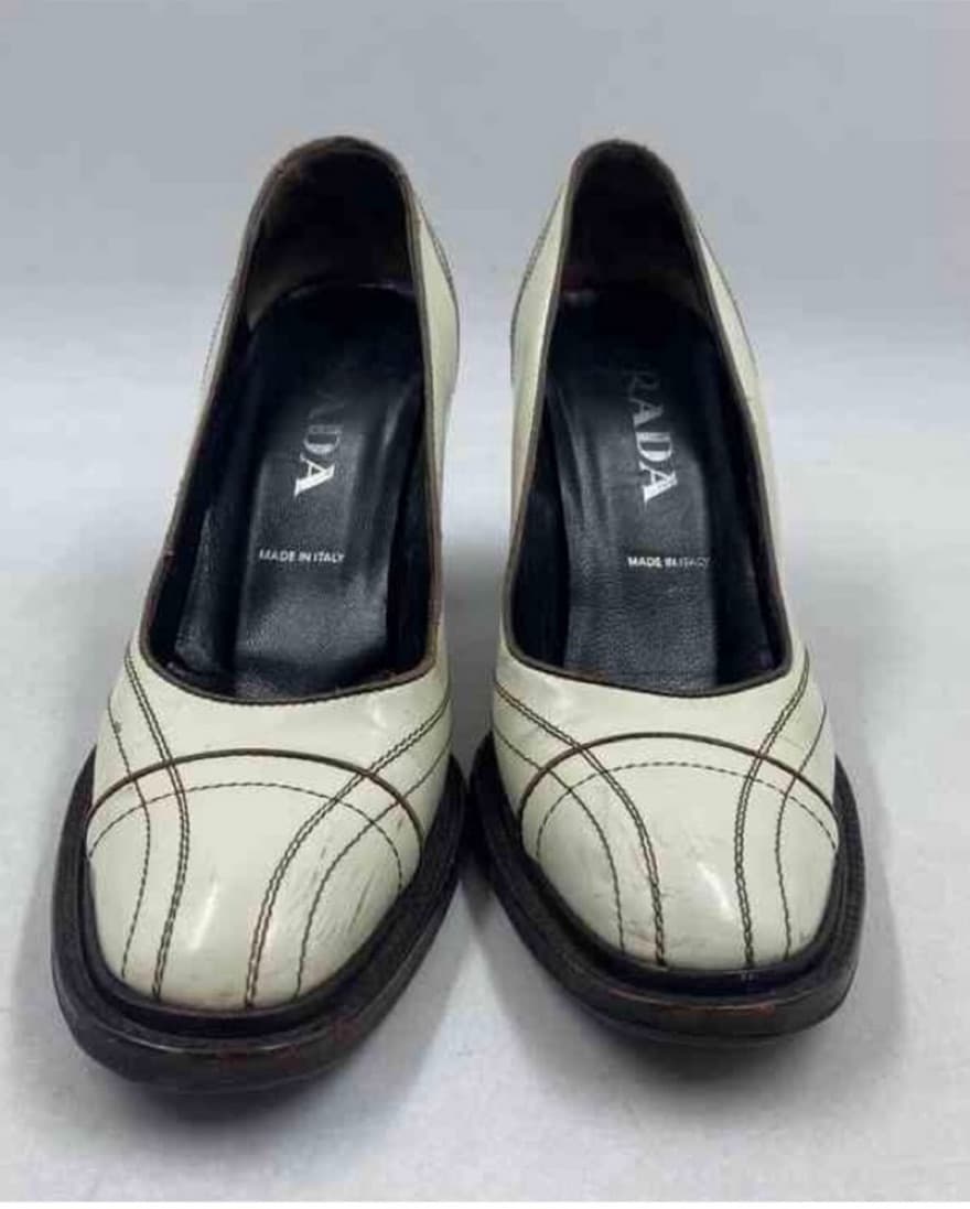 Prada Vintage Chunky Heel White - Image 4