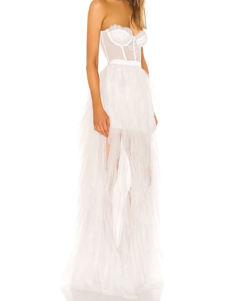 Elegant White Tulle Maxi Dress - Image 2