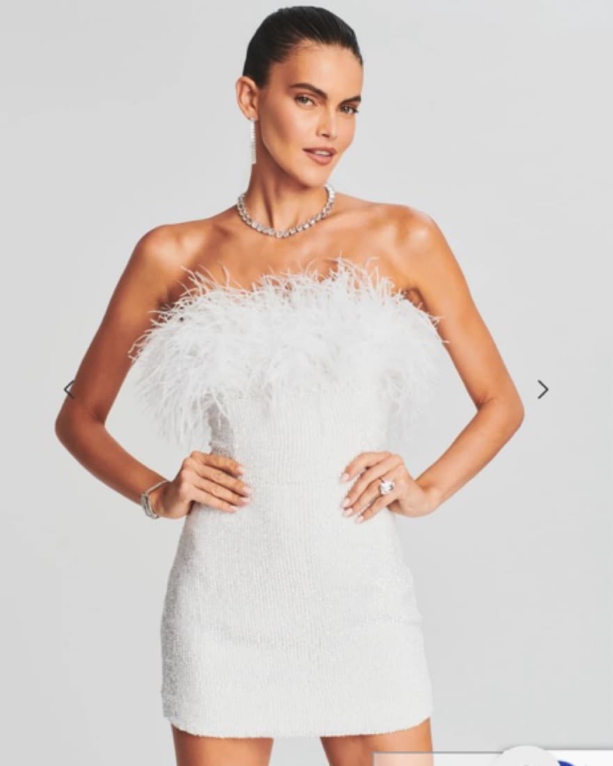 Retrofete White Sequin Feather Dress XS - Image 4
