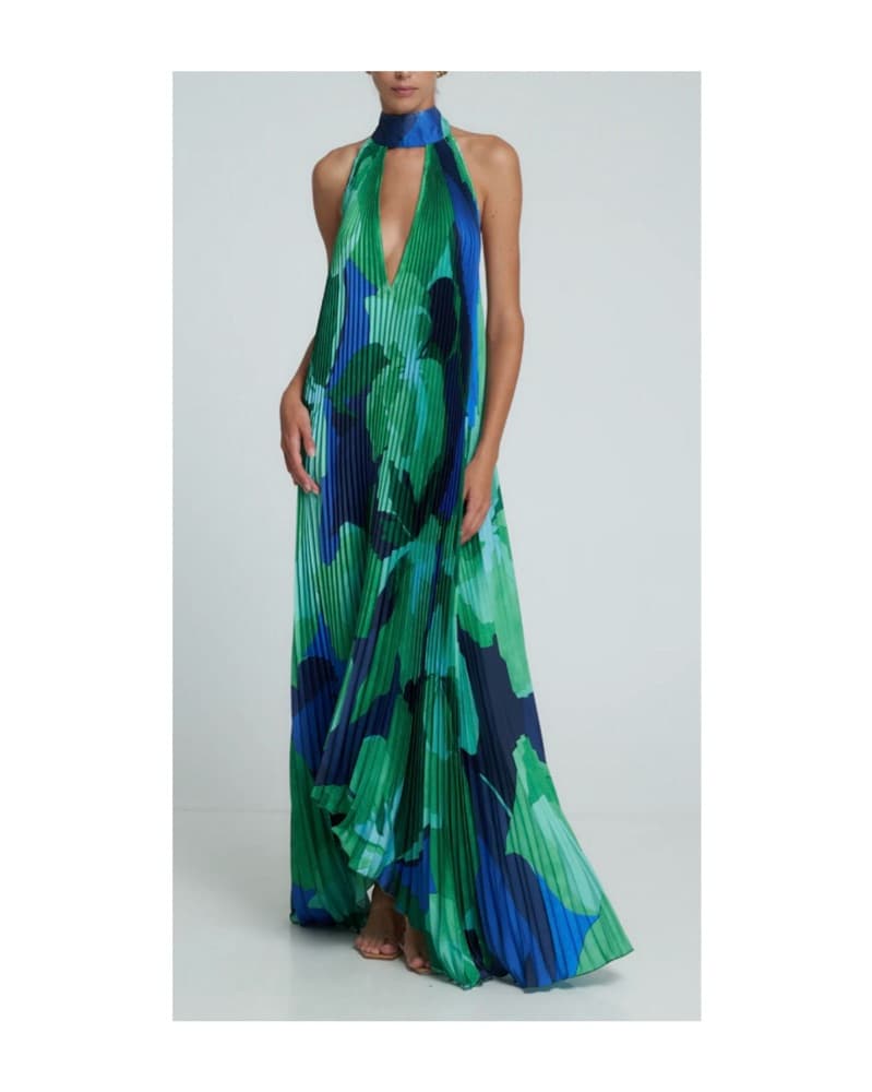 L’IDEE Opera Gown in Capri Print Green - Image 1