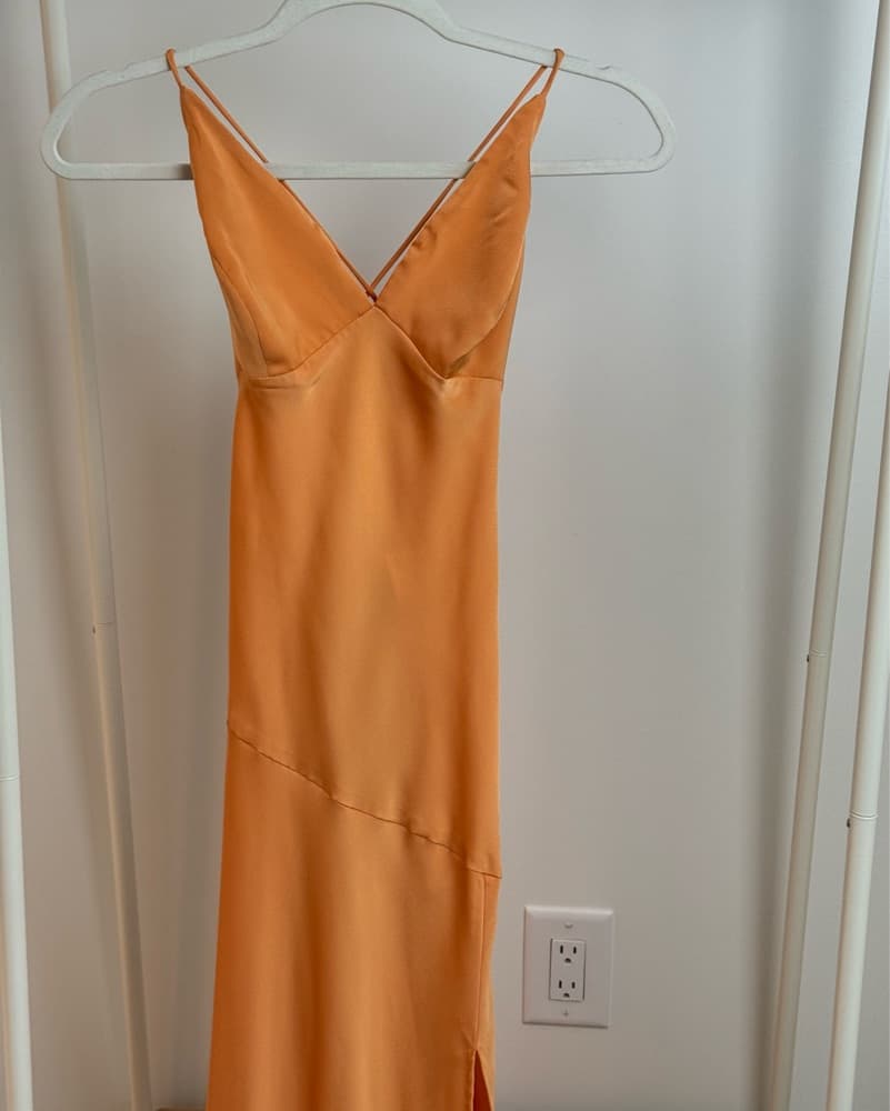Peppermayo Orange Satin Maxi Dress - Image 5