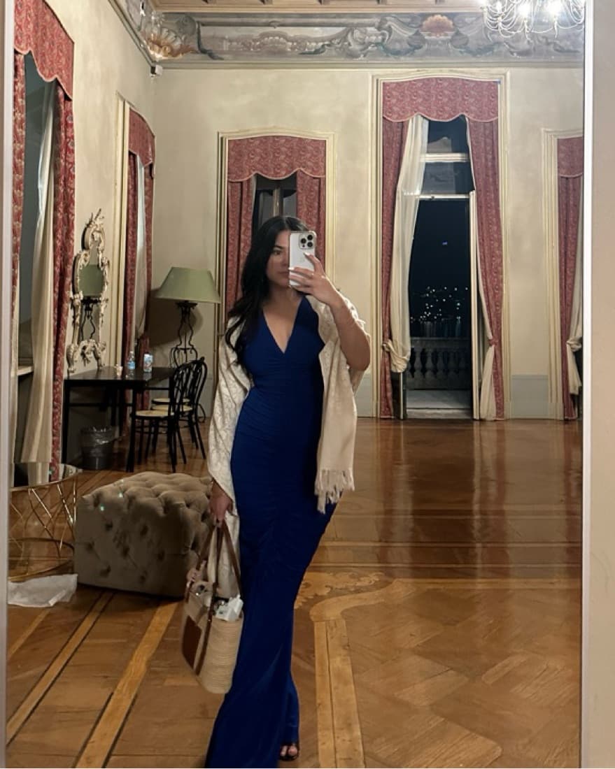 Norma Kamali Blue Gown Size Xs  - Image 6