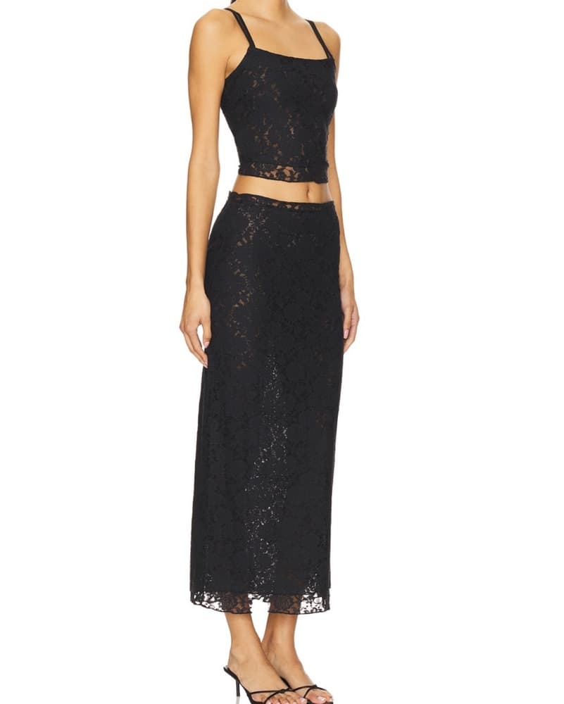 Revolve Black Lace Skirt Set - Image 2