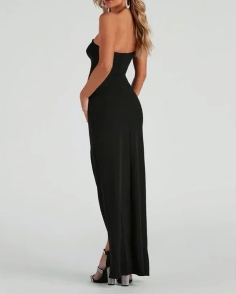 Black Formal Dress With Leg Slit - Image 3