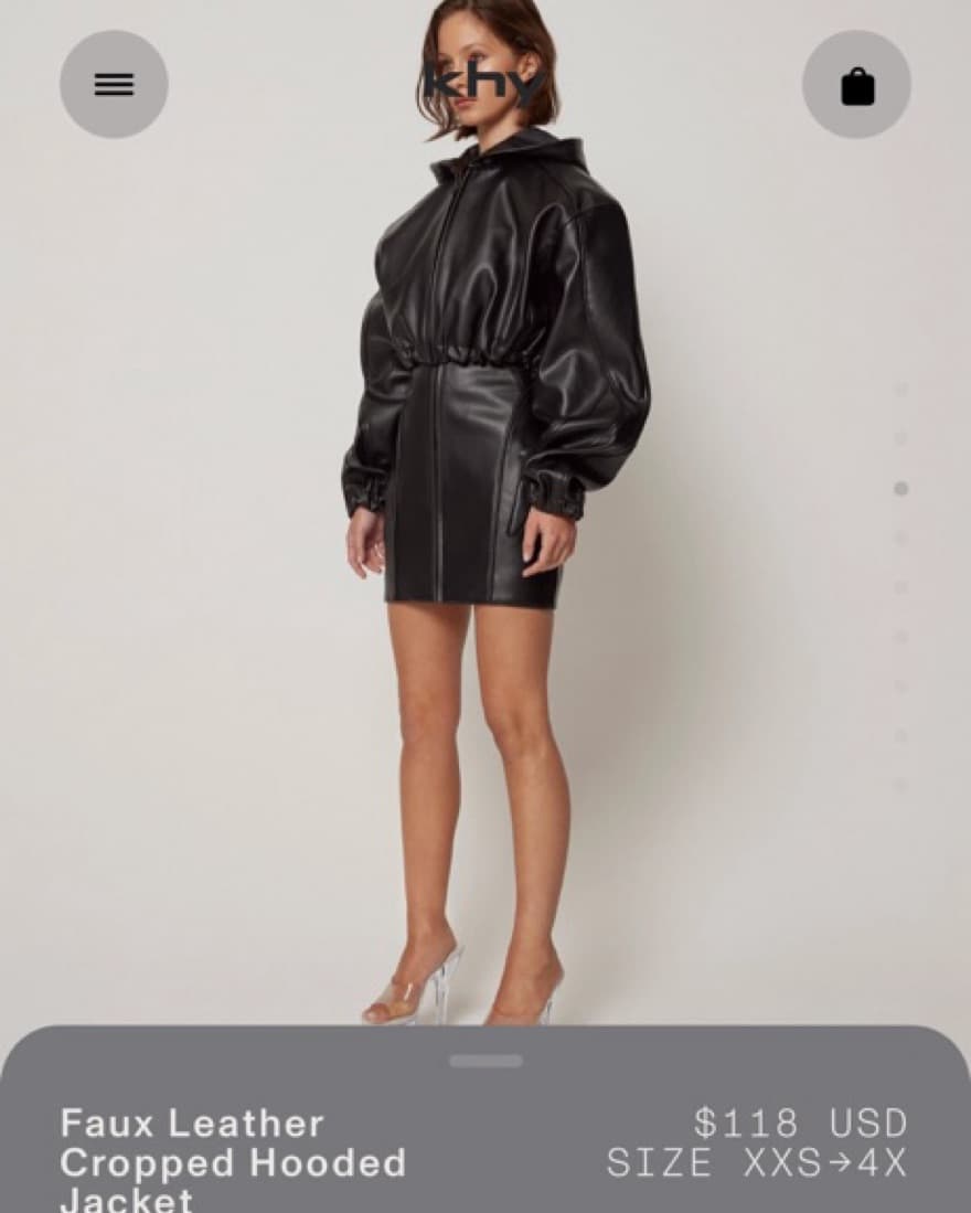 KHY Faux leather cropped hooded jacket - Image 2