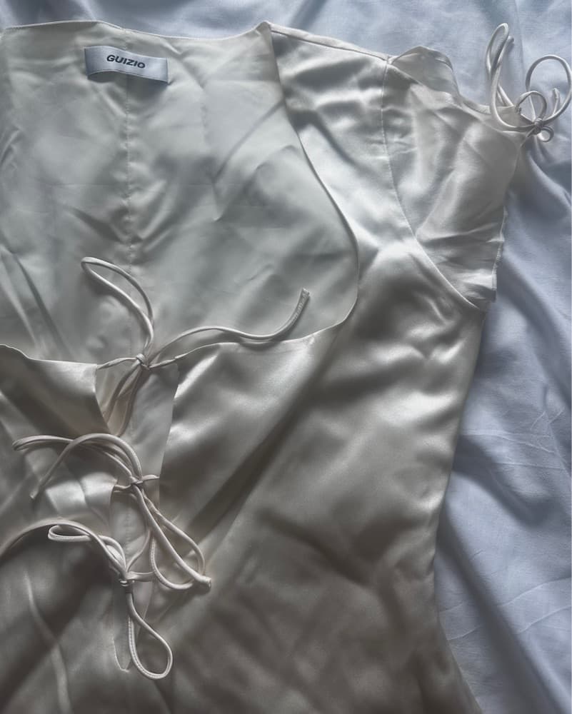 Silk Cream Guizio Mini Dress  - Image 3
