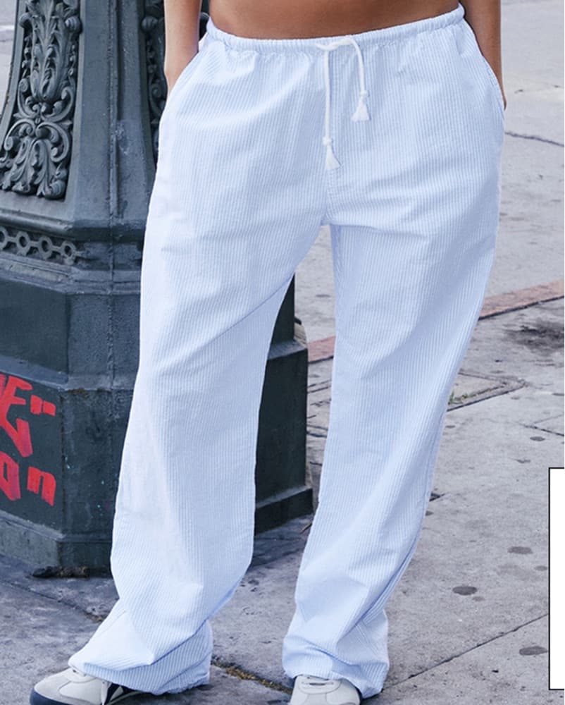 Blue And White Striped Linen Pants - Image 2