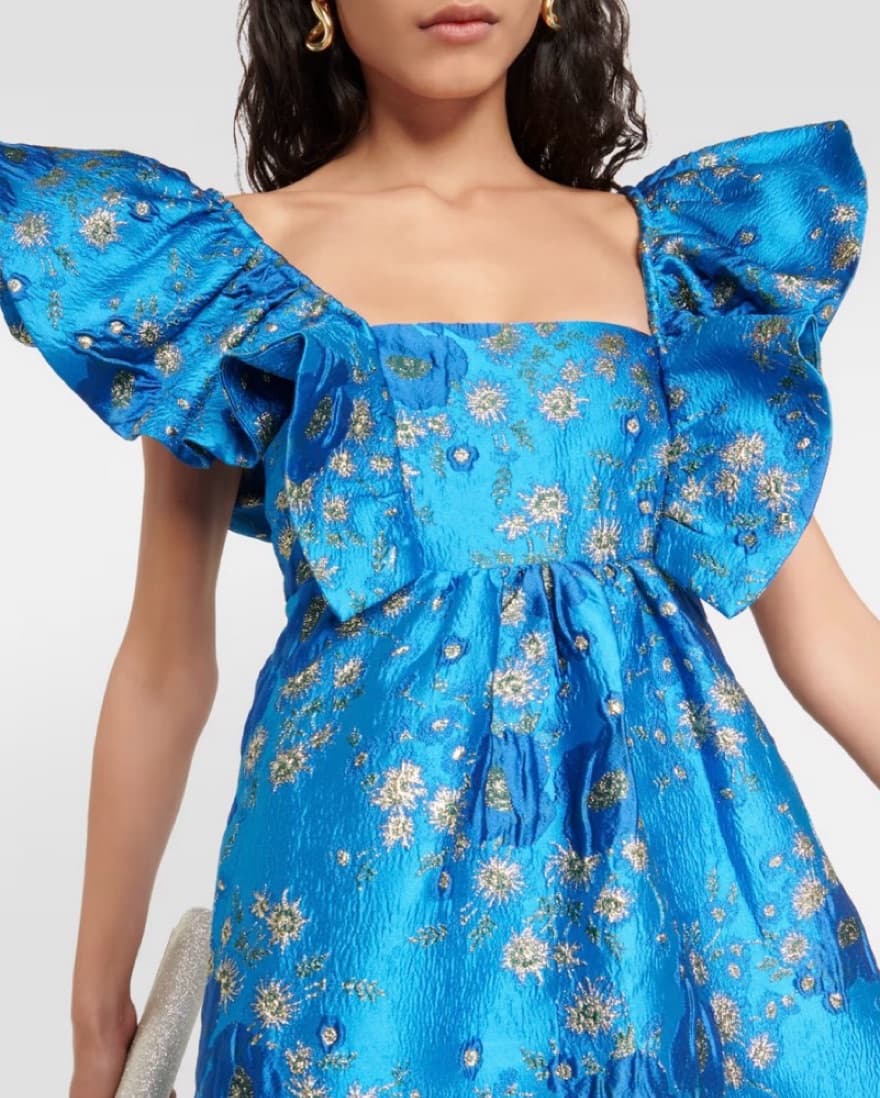 Ganni Ruffle Trimmed Jacquard Midi Dress - Image 2