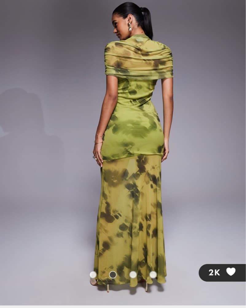 ASOS Green Mesh Overlay Dress - Image 3