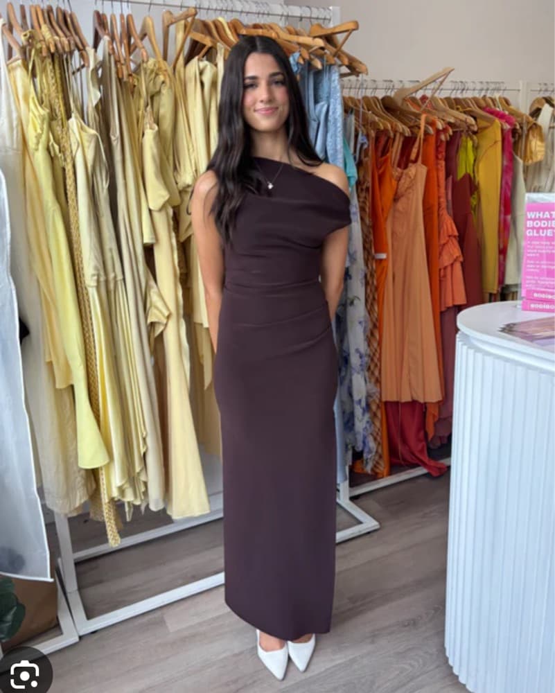 LEORA ASYM MAXI DRESS - Dark Chocolate  - Image 6