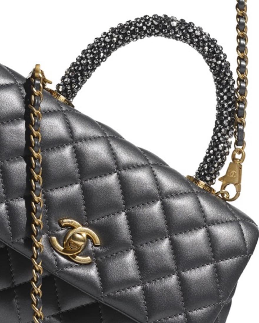 Chanel Black Quilted Goatskin with Beade - Image 2