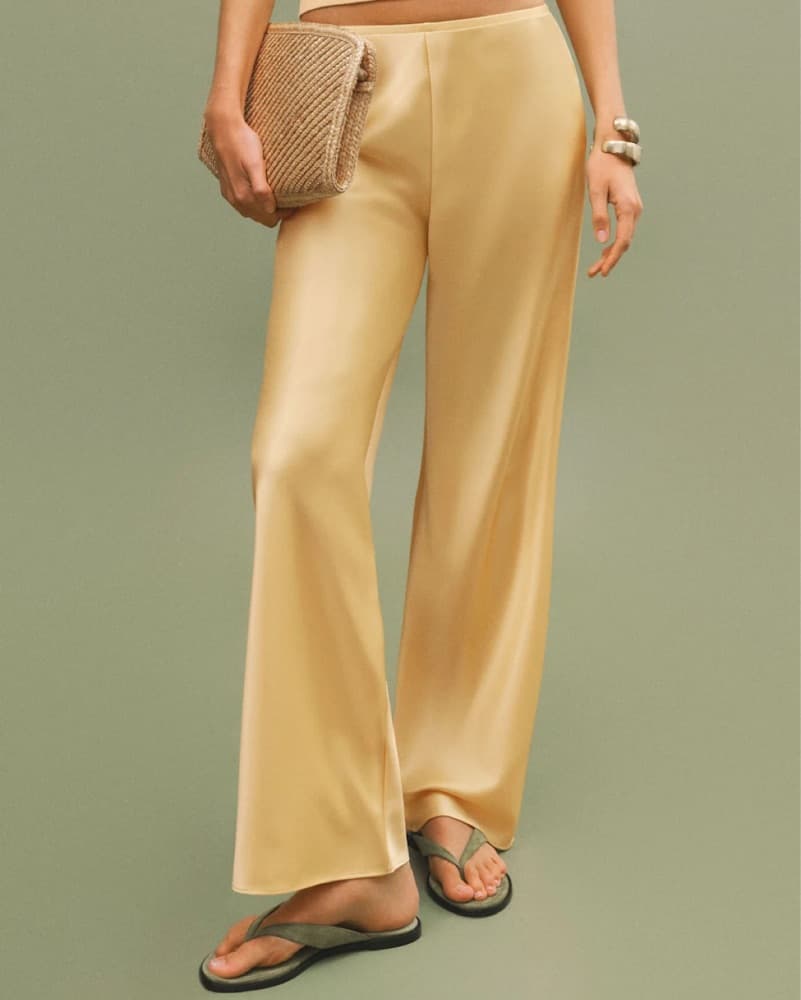 Reformation Yellow Satin Pants - Image 2
