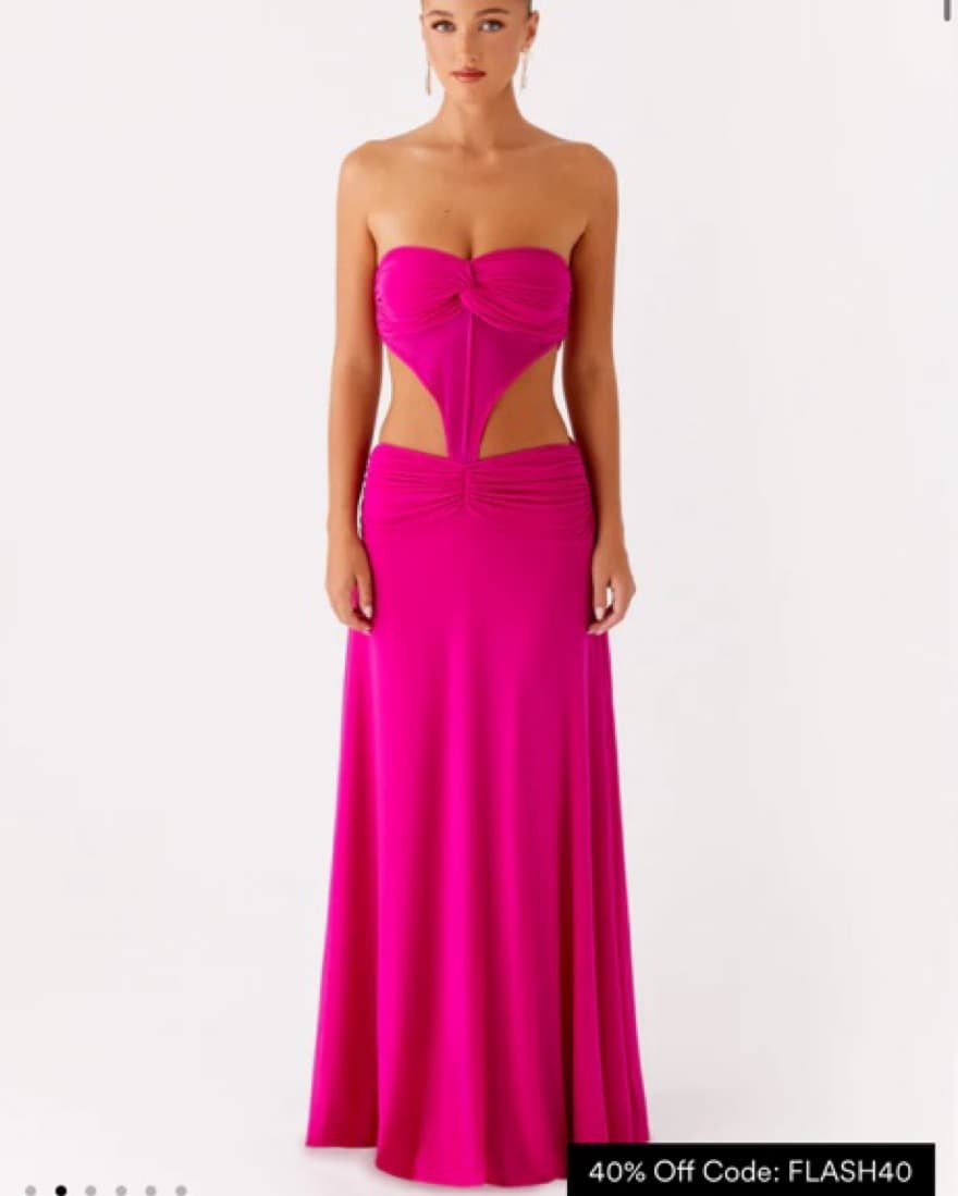 Vibrant Fuchsia Strapless Maxi Dress - Image 1