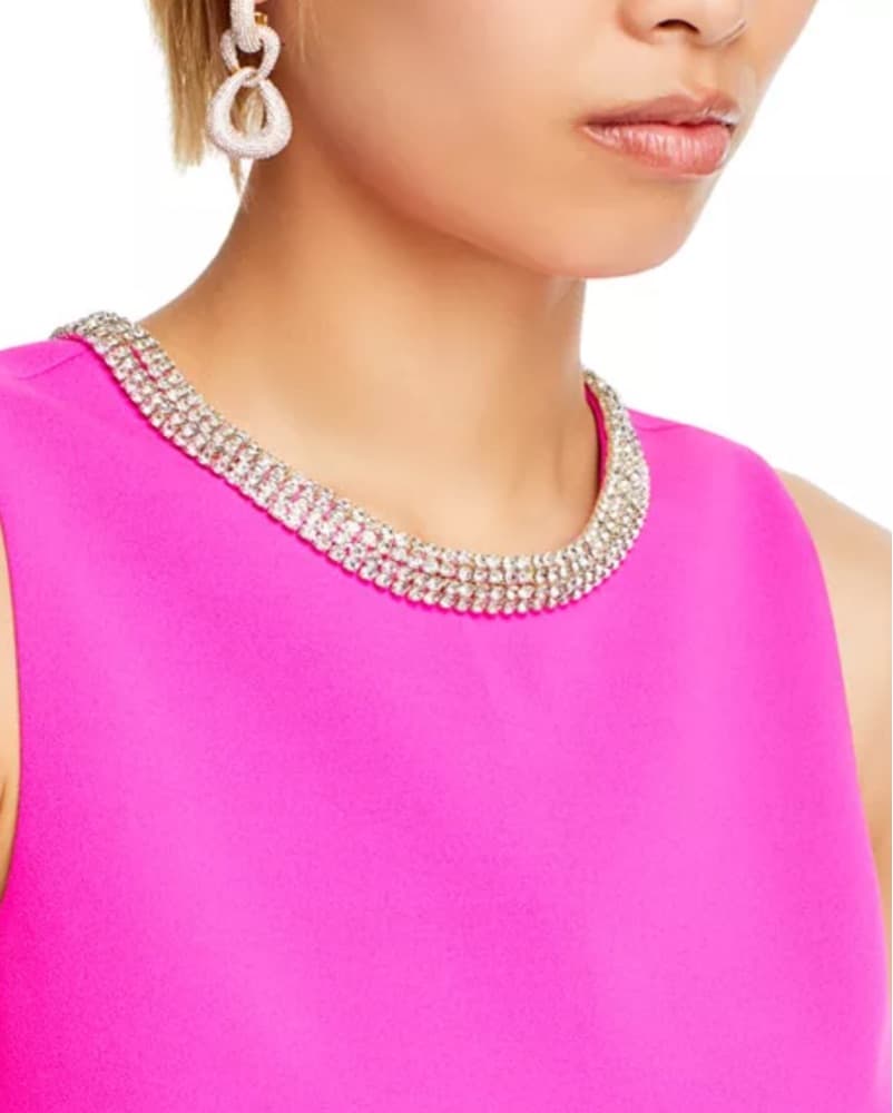 Glamorous Pink Sleeveless Rhinestone-Embellished Top - Image 5