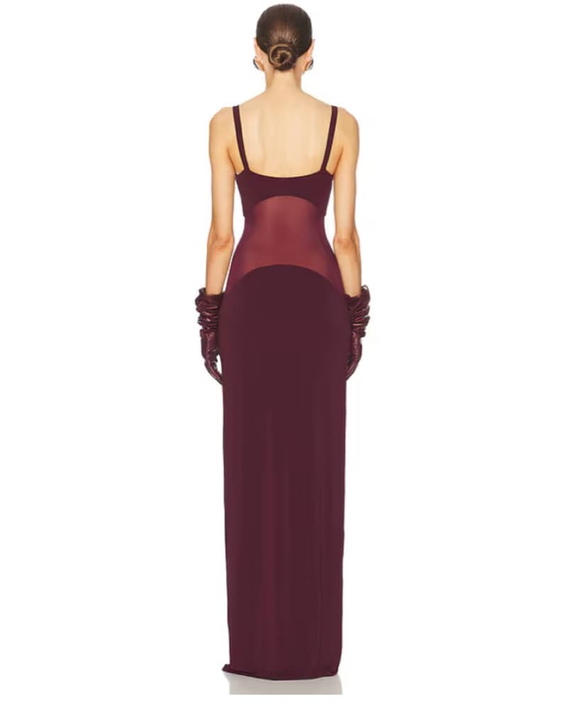 Revolve Helsa Sheer Knit Merlot Gown - Image 2