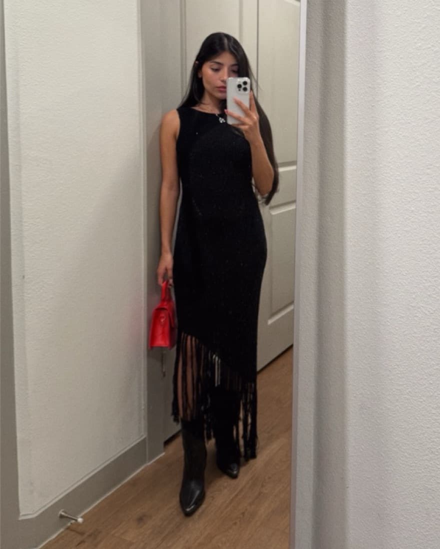 Rails Fringed Black Midi Dress - Image 2
