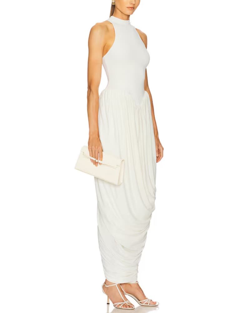 The Duchess Jersey Dress In Ivory  - Image 3