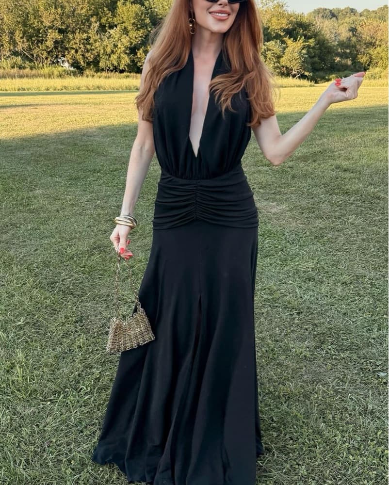 Alaia Sophisticated Halter Black Gown - Image 1