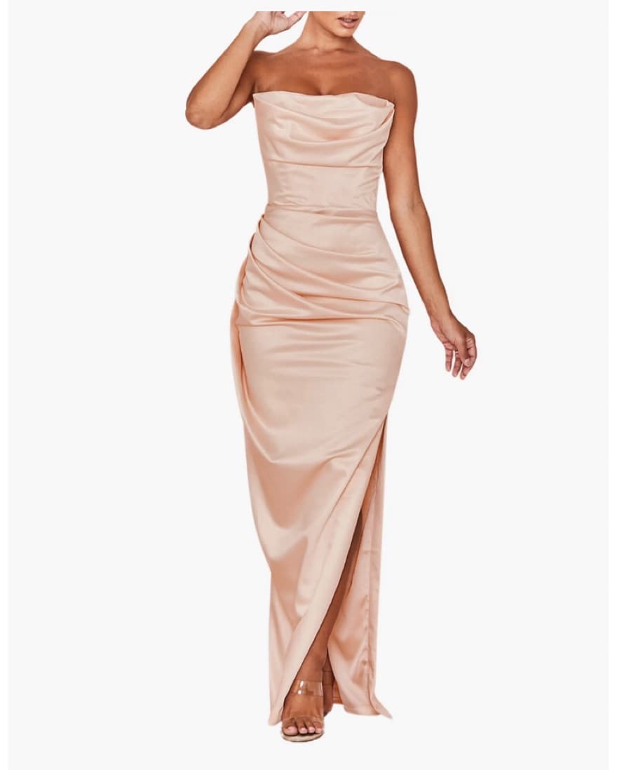 House of CB Adrienne Satin Blush Gown - Image 5