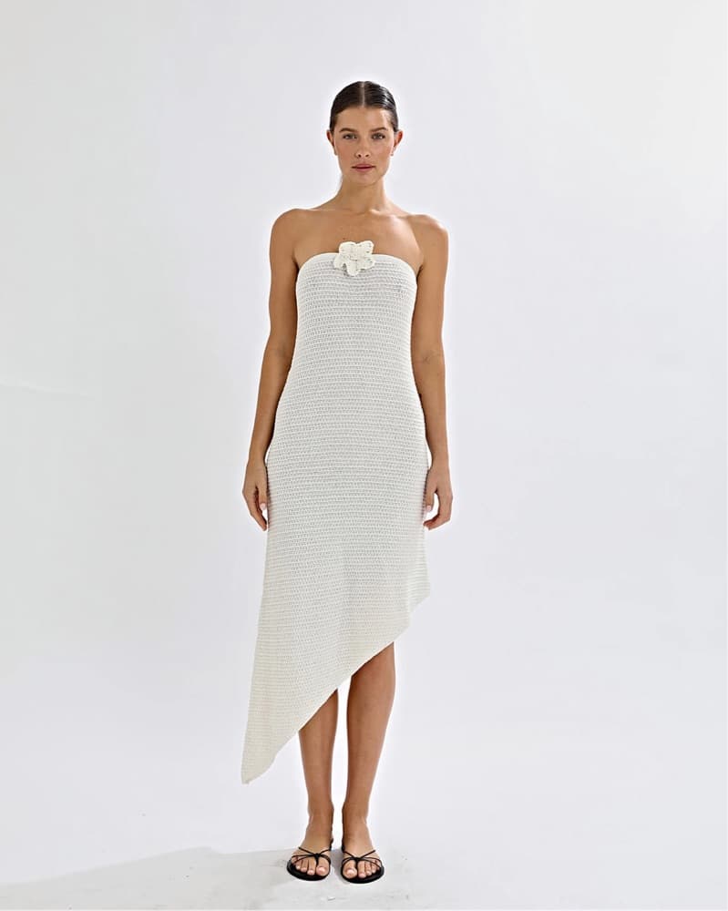 Chic Asymmetrical Crochet Maxi Dress - Image 1