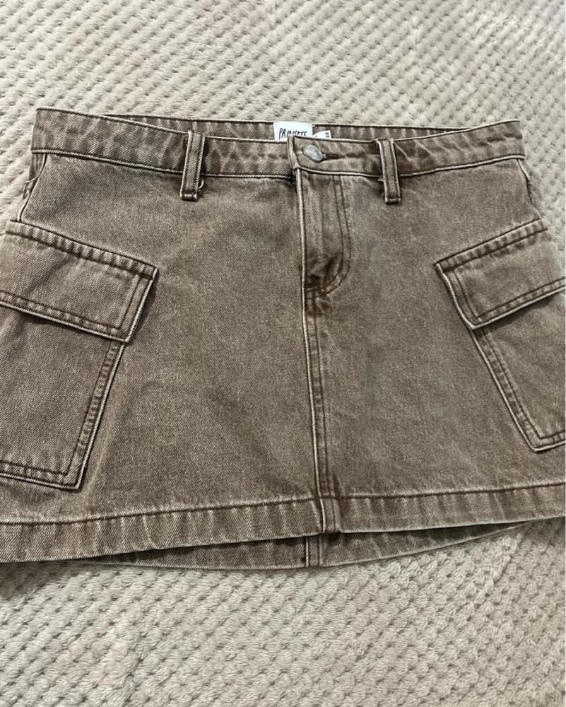 Princess Polly Cargo Denim Skirt - Image 1