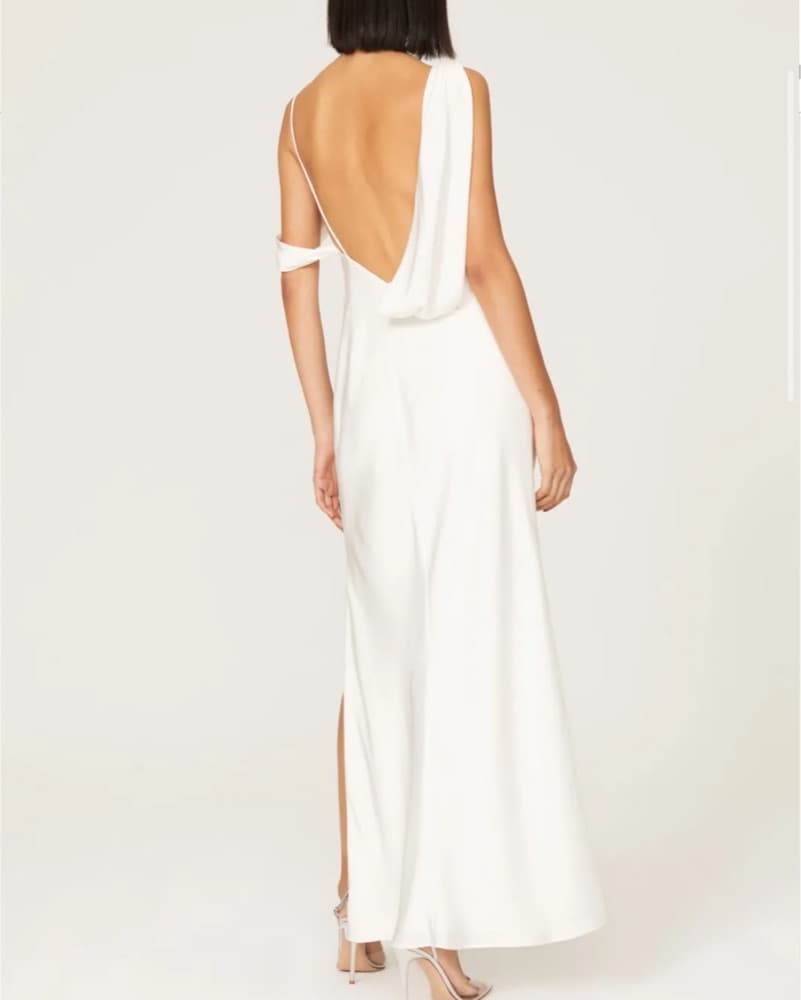 Fame & Partners White Satin dress - Image 3