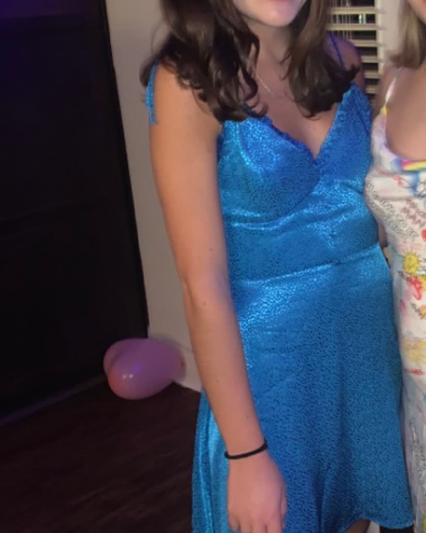 Satin Blue Dress - Image 3