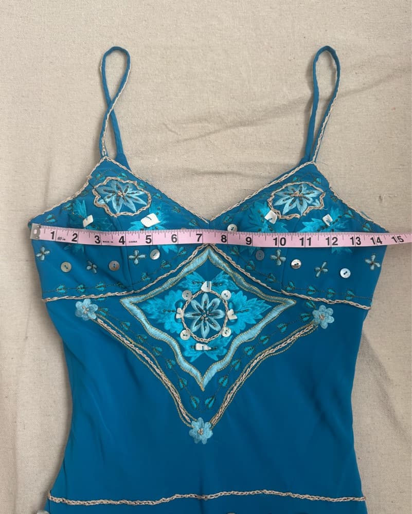Stunning Ruffle Shell beaded blue dress - Image 5