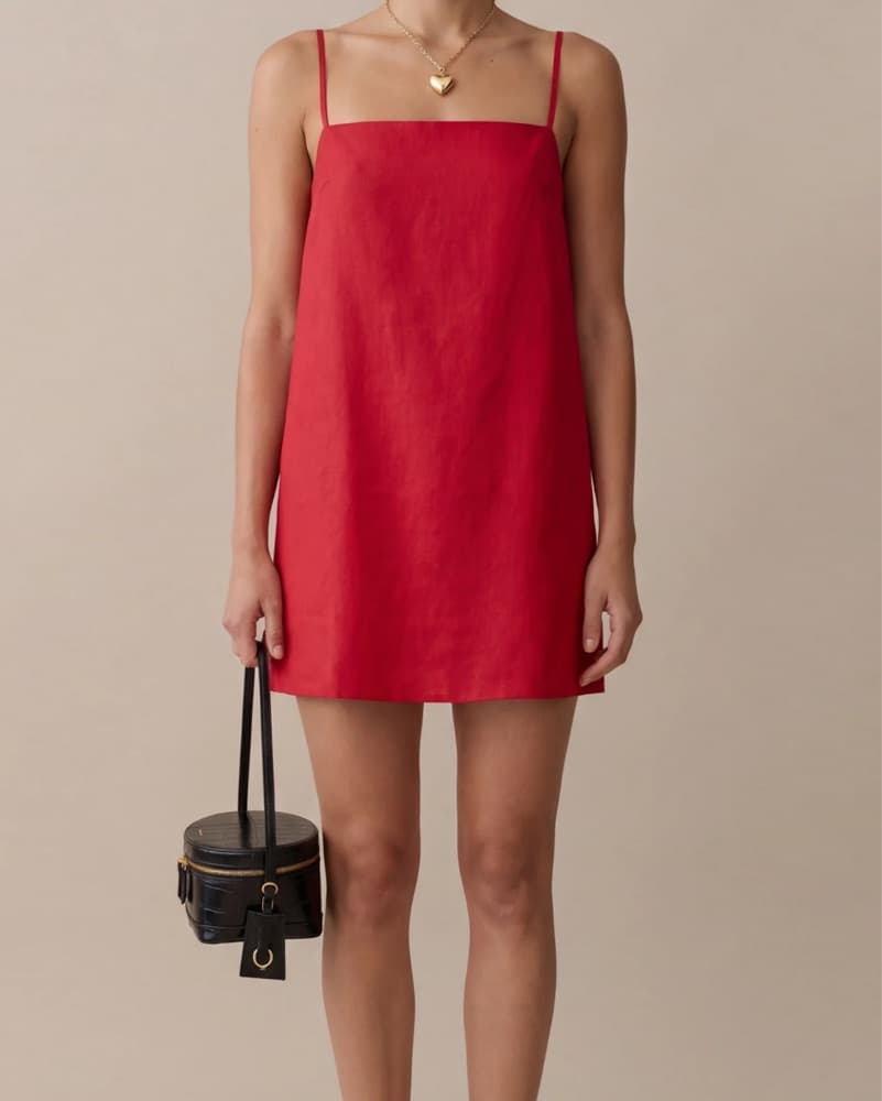 Red Linen Dress - Image 1