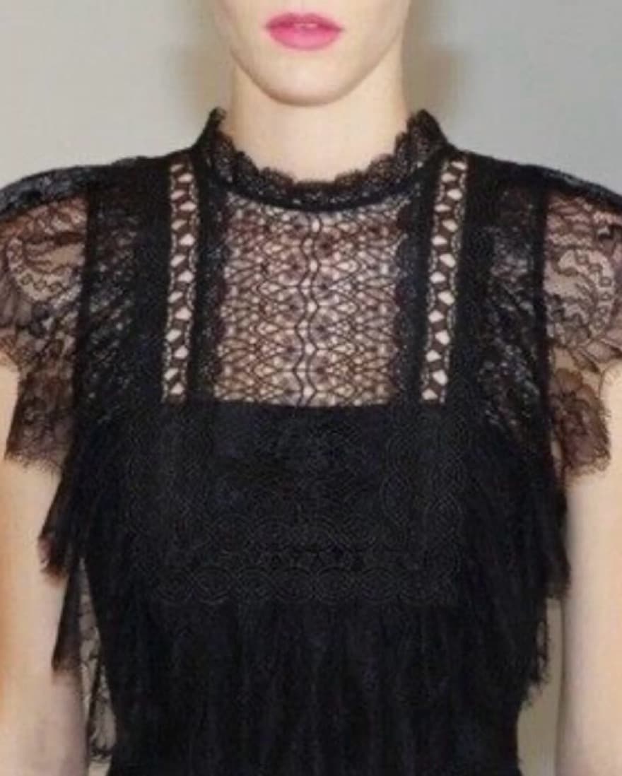 Self Portrait Black Lace Mini Dress - Image 3