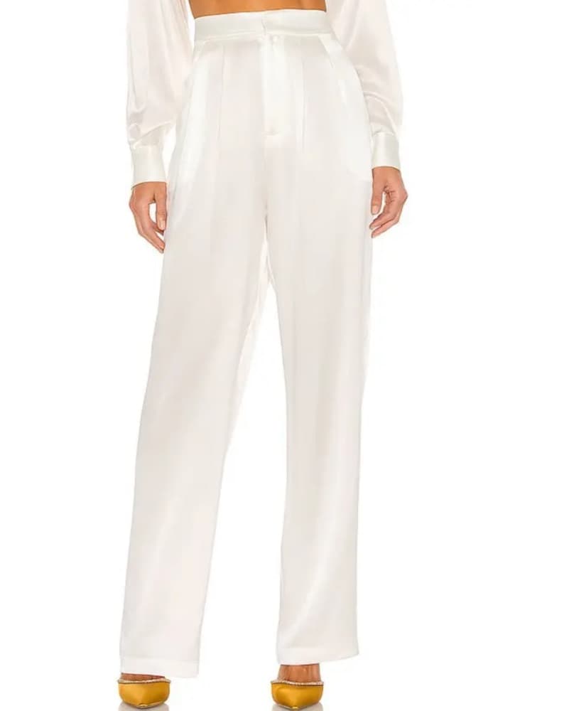 White Silk Blouse and Pant Set  - Image 3