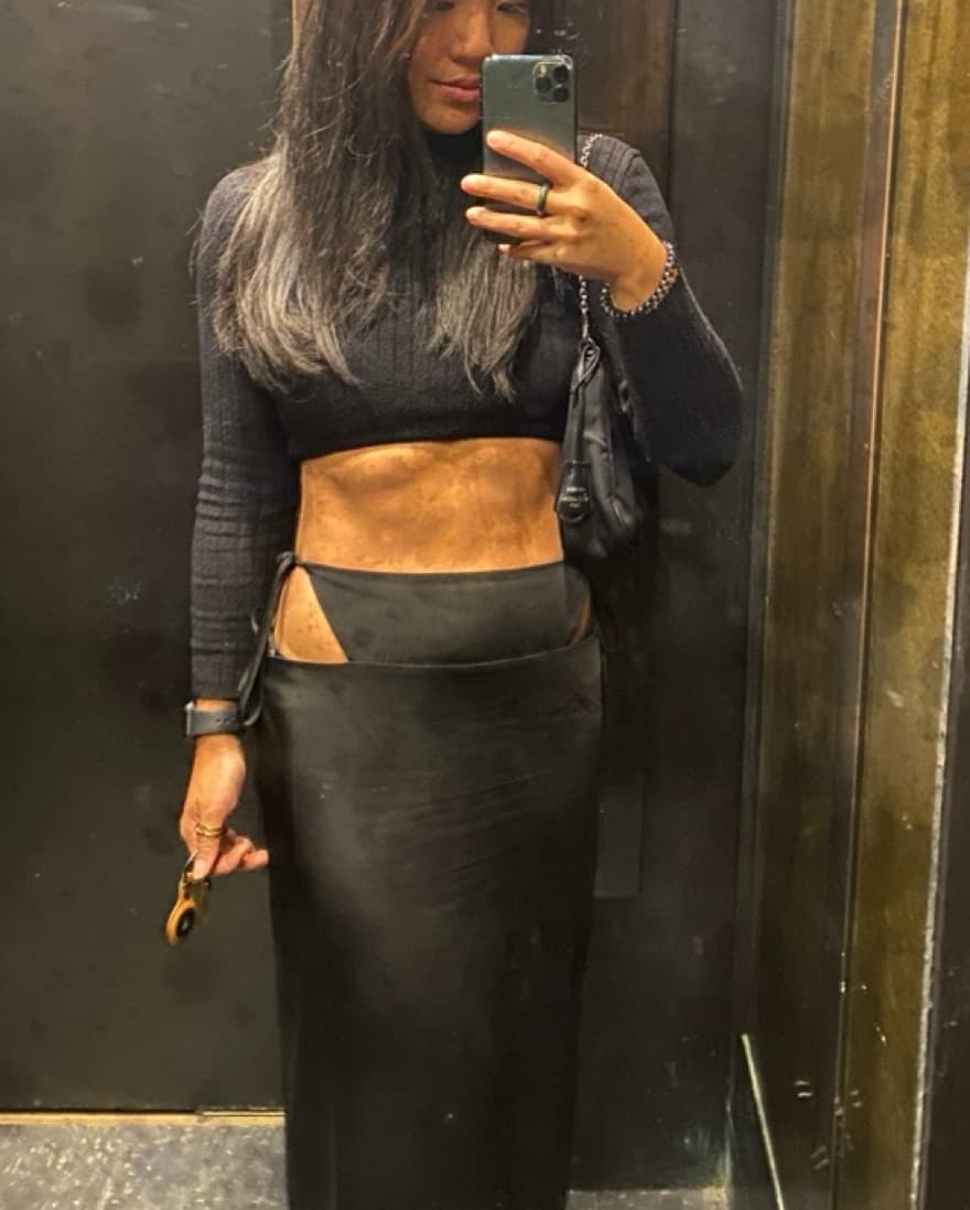 Black Cut Out Midi Skirt - Image 1