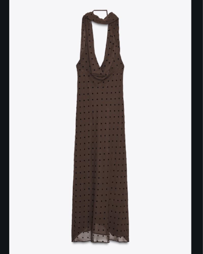 Zara Brown/Black Polka dot Scarf Dress  - Image 1