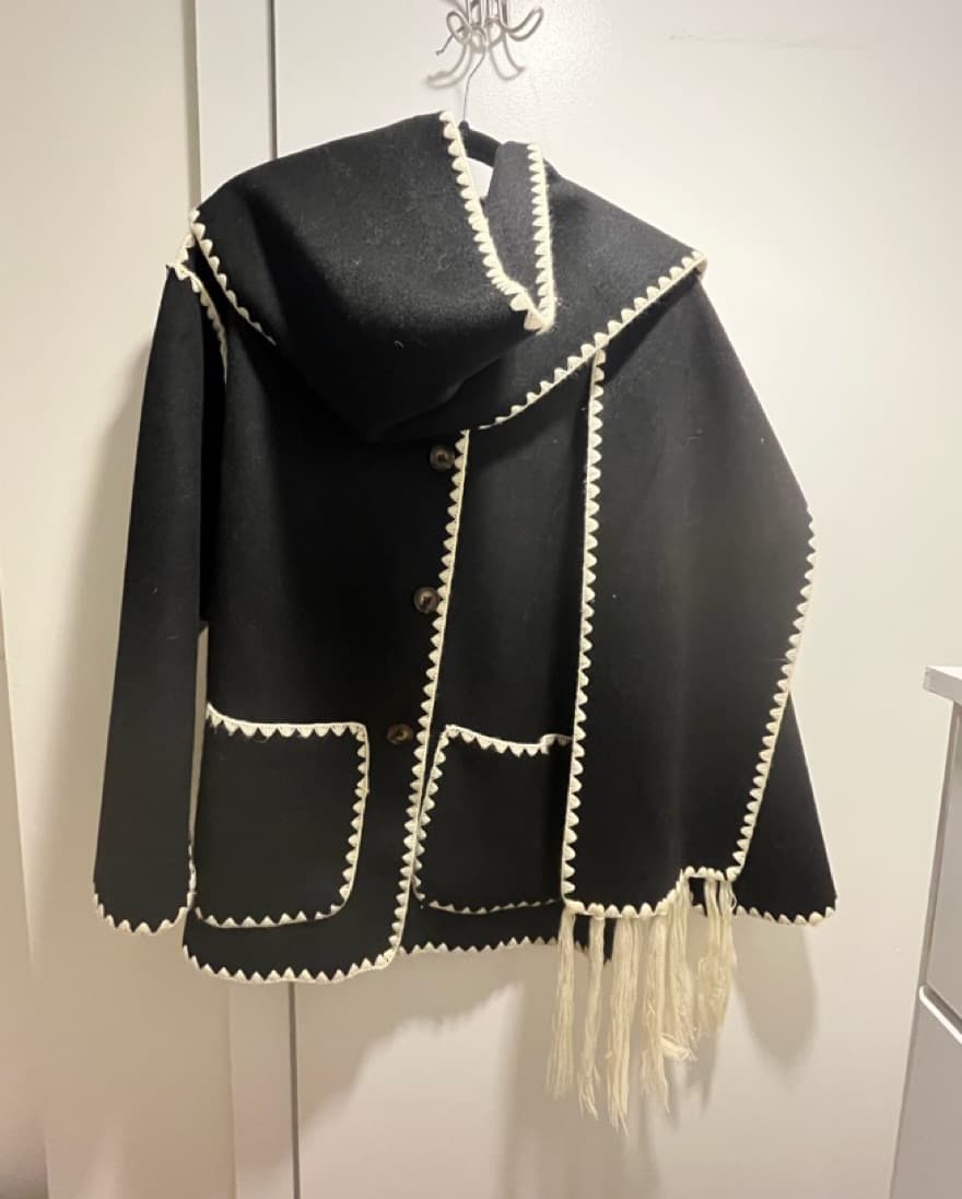 Contrast Stitch Wool Coat  - Image 2