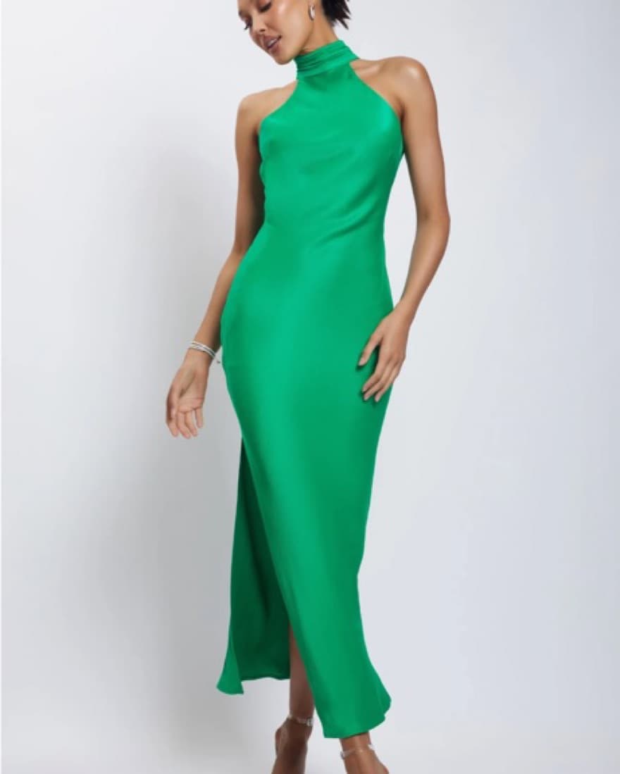 Meshki Green Claire Satin Maxi Dress - Image 4