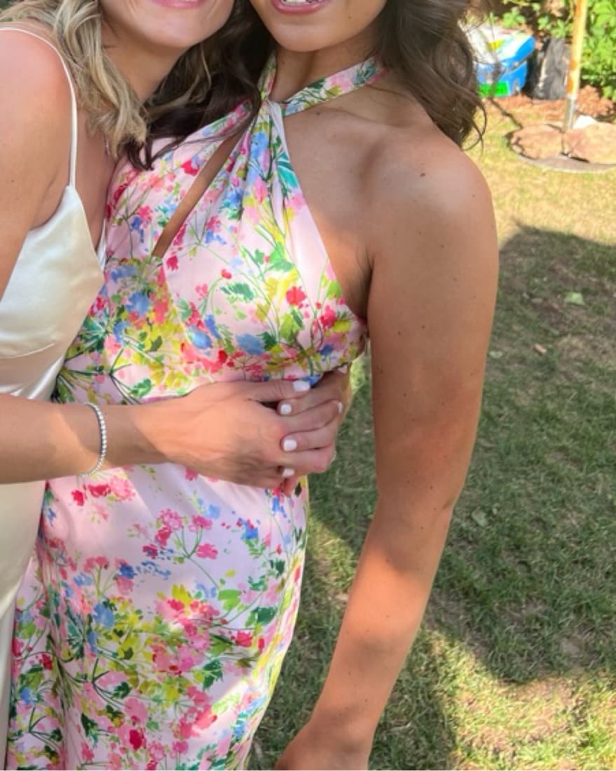 ML MONIQUE LHUILLIER Pink Floral Halter  - Image 2