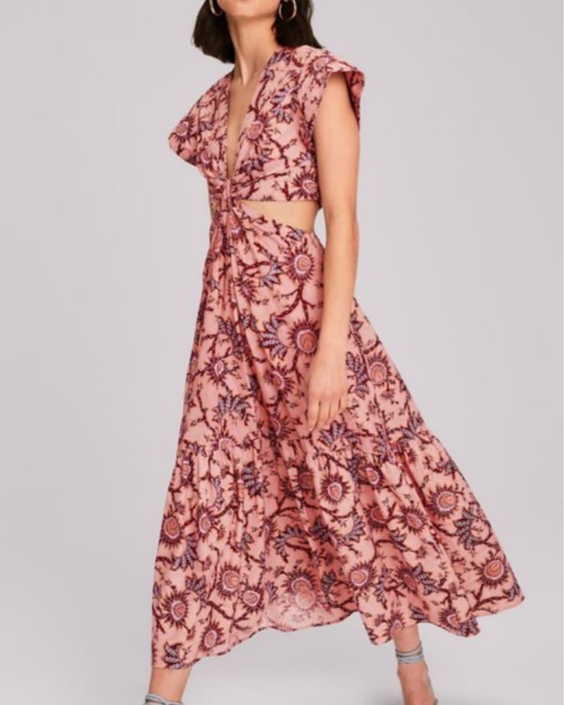 ALC Pink Floral Print Midi Dress - Image 1