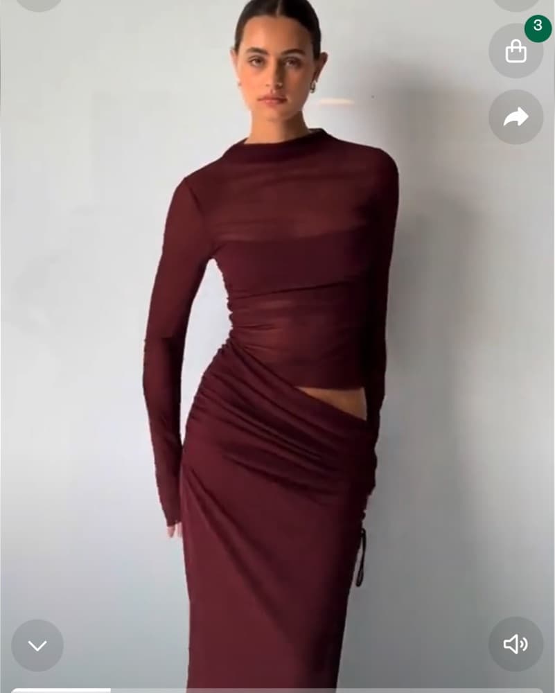 long sleeved burgundy maxi - Image 2