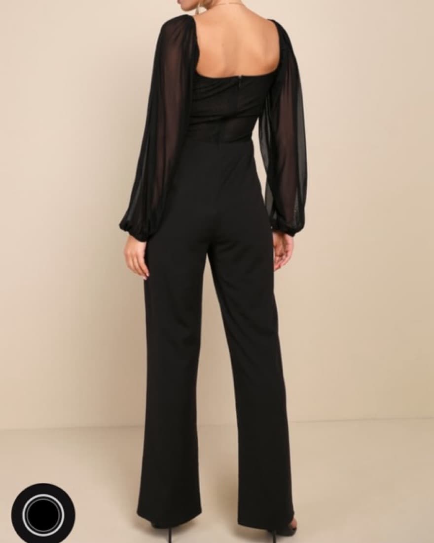 Mesh Lace Long Sleeve Bustier Jumpsuit - Image 5