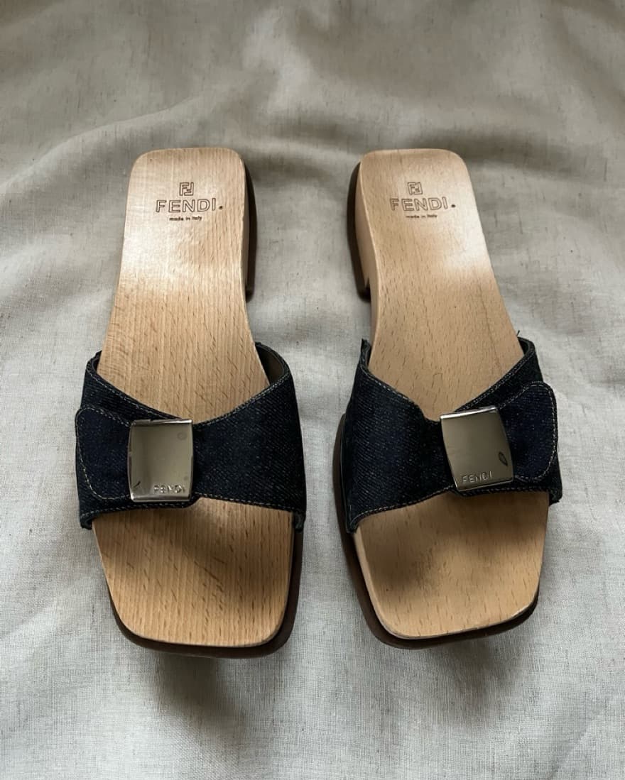 Vintage Fendi Wooden Sandals - Image 6