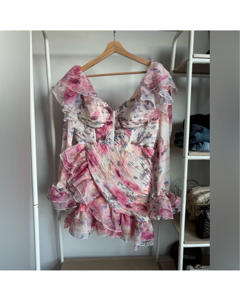 Floral Ruffle Sleeve Mini Dress - Image 3