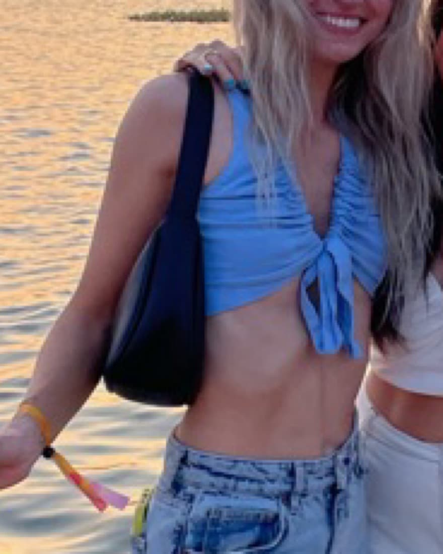 Blue Cropped Linen-Blend Top - Image 4