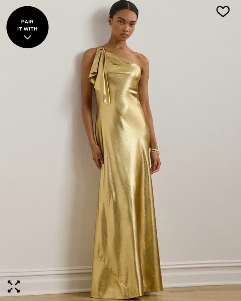 Glamorous One-Shoulder Gold Gown - Image 1