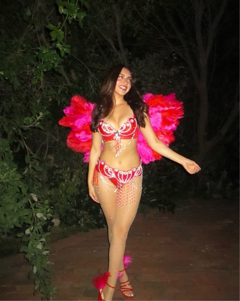 Pink Feather Carnival Costume (Top + Wai - Image 1
